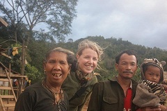 Karlee Taylor with a family in Laos